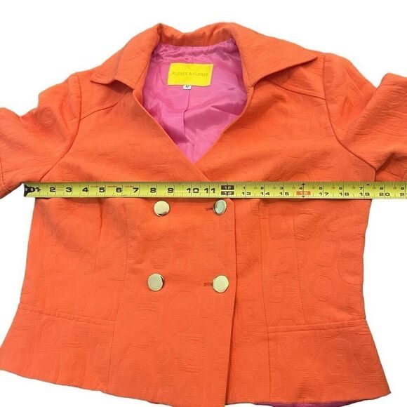 FLORES & FLORES Neon Orange Textured Blazer Size 12 - Picture 6 of 6